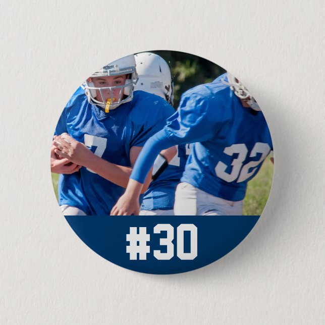 Custom Football Player Photo Number 6 Cm Round Badge (Front)