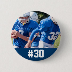 Custom Football Player Photo Number 6 Cm Round Badge