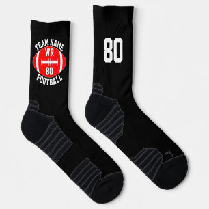 Custom Football Player Team Name Number Red Socks