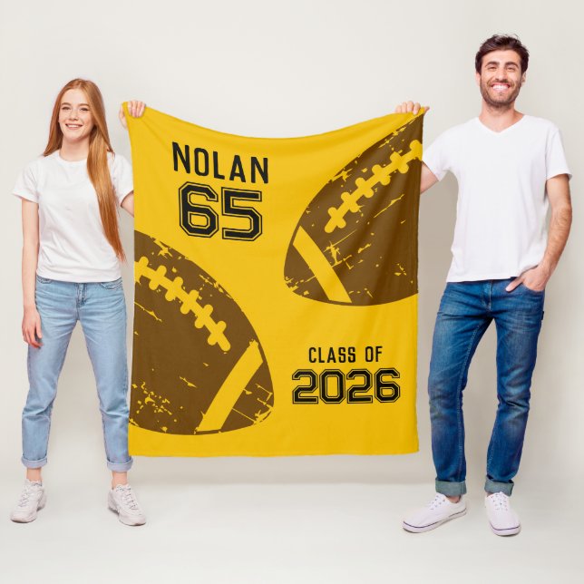 Custom Football Senior Player Number Class of Fleece Blanket (In Situ)
