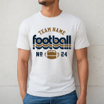 Custom Football Team Blue and Brown Men's Tri-Blend Shirt<br><div class="desc">Custom Football Name and Player Number T-Shirt for Dad - shown in White Fleck
Design for football dads features retro lettering and custom text that can be personalised with a team name and player's jersey number. Navy blue and golden brown can be customised.</div>