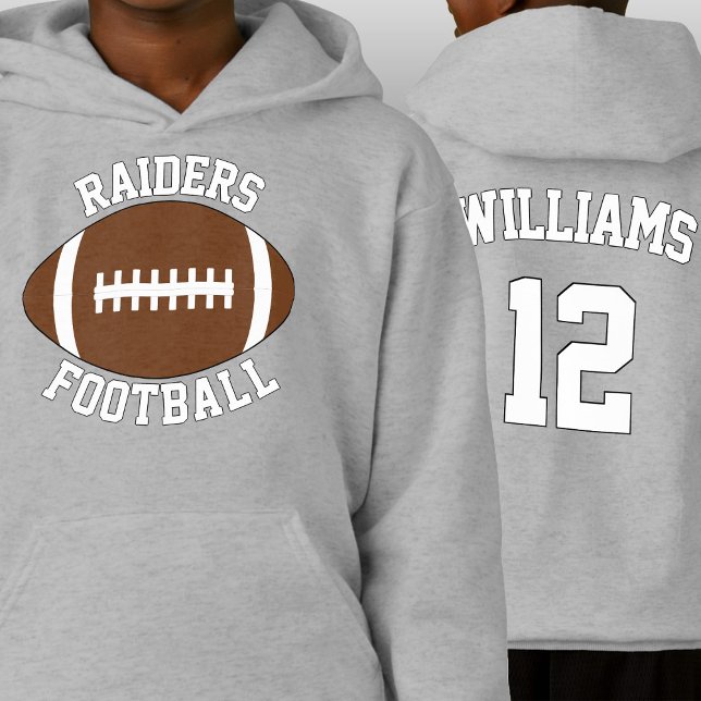 Custom Football Team Name, Player Name and Number (Football team hoodie with custom team name, player name and jersey number.)