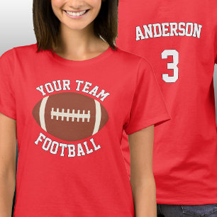 Custom Football Team Name, Player Name & Number T-Shirt