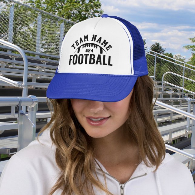 Custom Football Team Name Royal Blue Trucker Hat (Creator Uploaded)