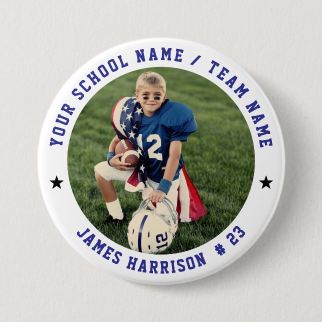 Custom Football Team Photo 7.5 Cm Round Badge (Front)