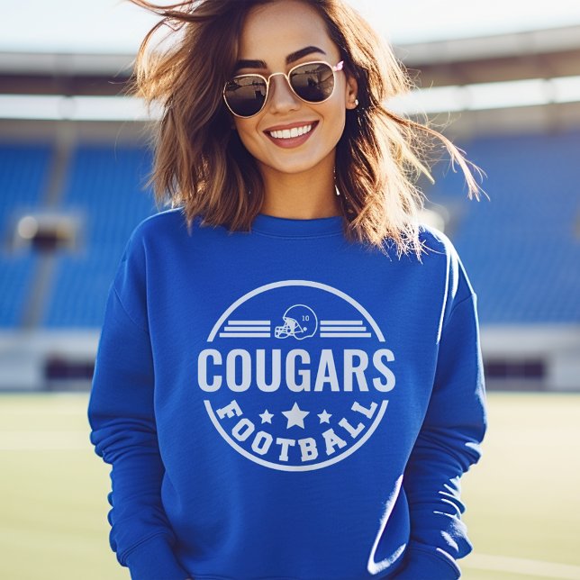 Custom Football Team with Player Name Number Blue Sweatshirt (Creator Uploaded)