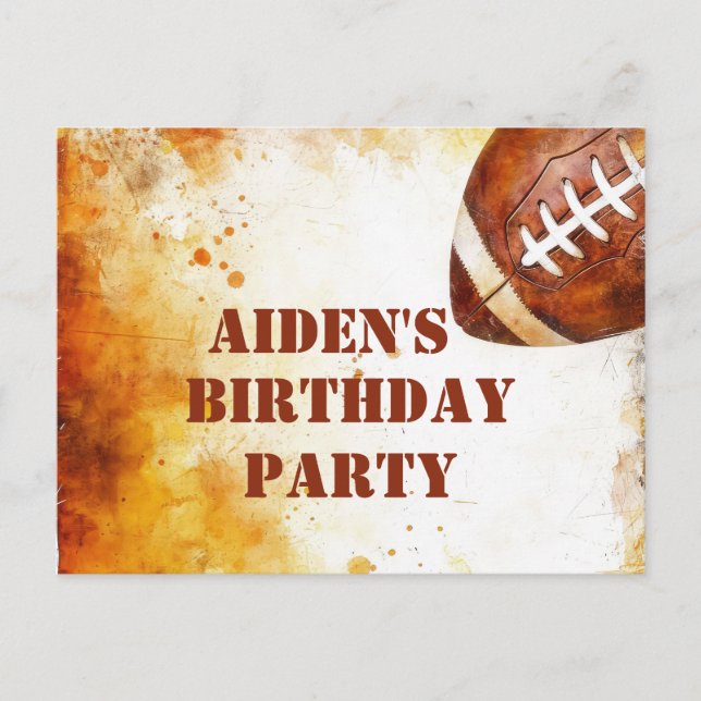 Custom Football Theme Birthday Party  Holiday Postcard (Front)