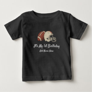 Custom Football Theme First Year Birthday 1 year   Baby T-Shirt
