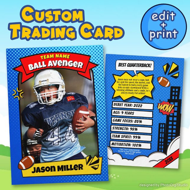 Custom Football Trading Card, Comic Football Card (Custom Football Trading Card, Comic Football Card)