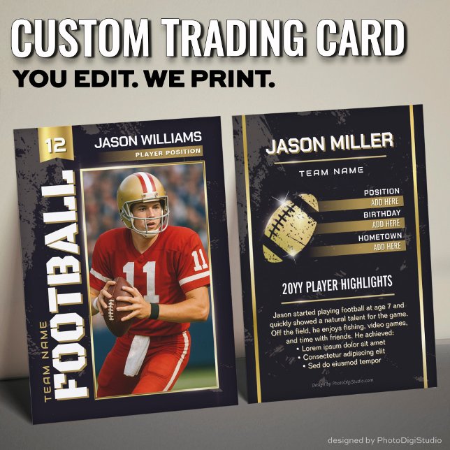 Custom Football Trading Card, Gold Player Card (Custom Football Trading Card, Gold Power Player Card)