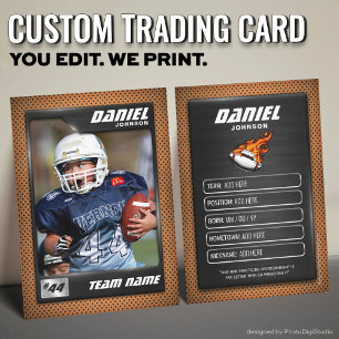 Custom Football Trading Card, Modern Orange Player Calling Card