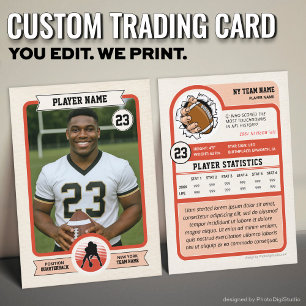 Custom Football Trading Card, Red Retro Player Calling Card