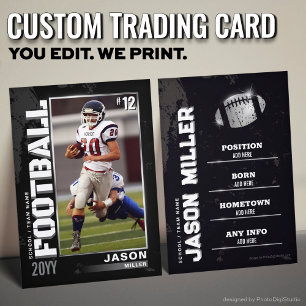 Custom Football Trading Card, Silver Player Calling Card