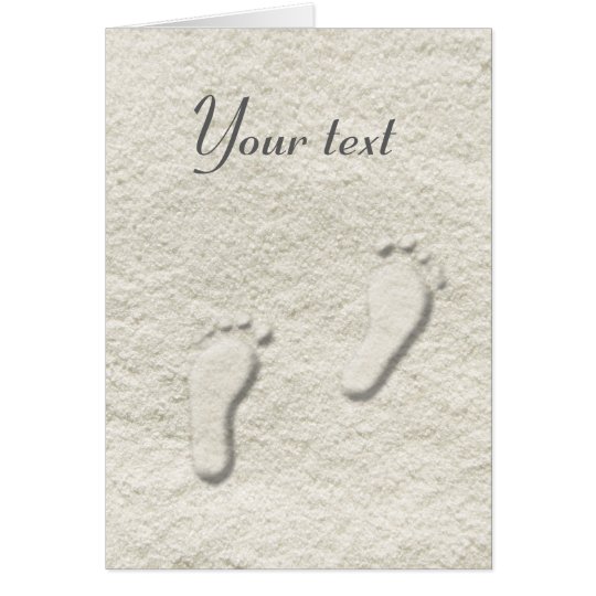 Custom footprint/footprints on sandy beach design card