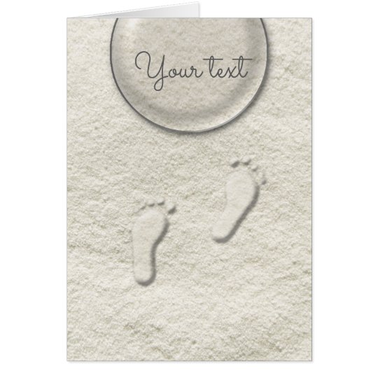 Custom footprint/footprints on sandy beach design card
