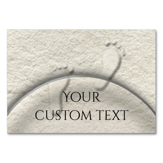 Custom footprint/footprints on sandy beach design card