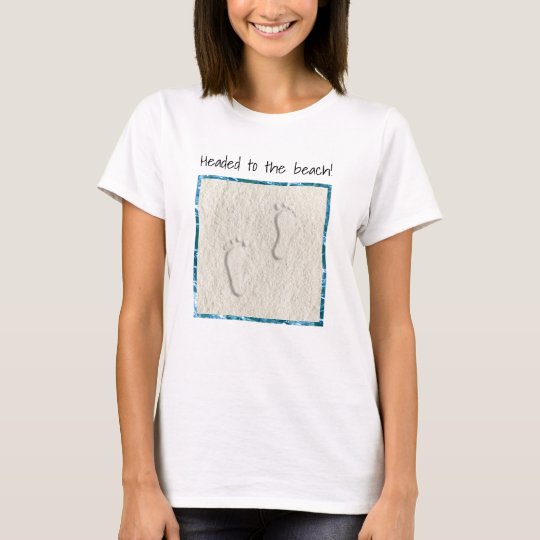 Custom footprint/footprints on sandy beach design T-Shirt