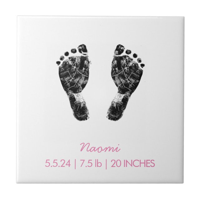 Custom Footprint  | Upload Your Baby Footprint To  Ceramic Tile (Front)