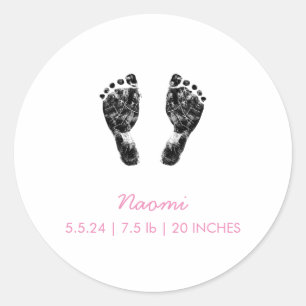 Custom Footprint Upload Your Baby Footprint To Classic Round Sticker