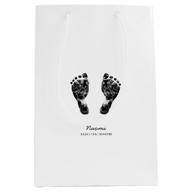 Custom Footprint  | Upload Your Baby Footprint To  Medium Gift Bag (Front)