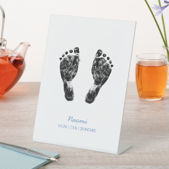 Custom Footprint  | Upload Your Baby Footprint To  Pedestal Sign (In SItu)