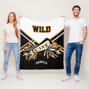 Custom -For a 📣 Cheerleader - White, Gold & Bla Fleece Blanket