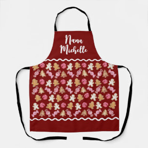 Custom For Her Fun Gingerbread Pattern Baking  Apron