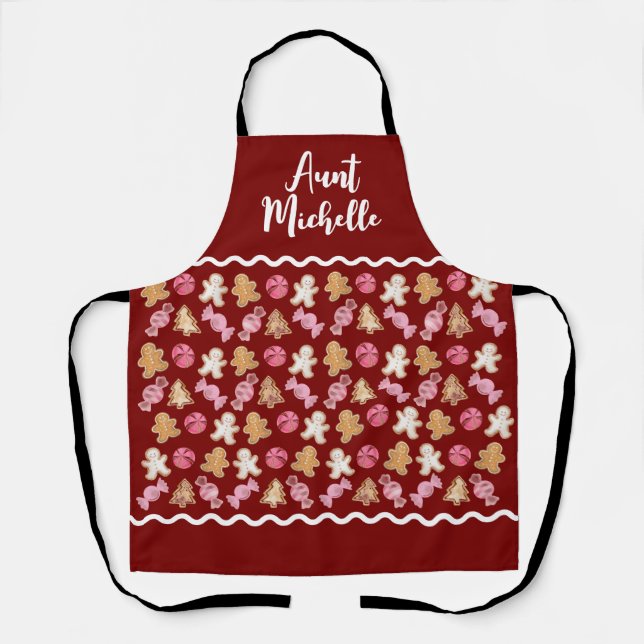 Custom For Her Gingerbread Pattern Baking  Apron (Front)