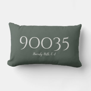 Custom Forest Green City State Zip Code Location Lumbar Cushion