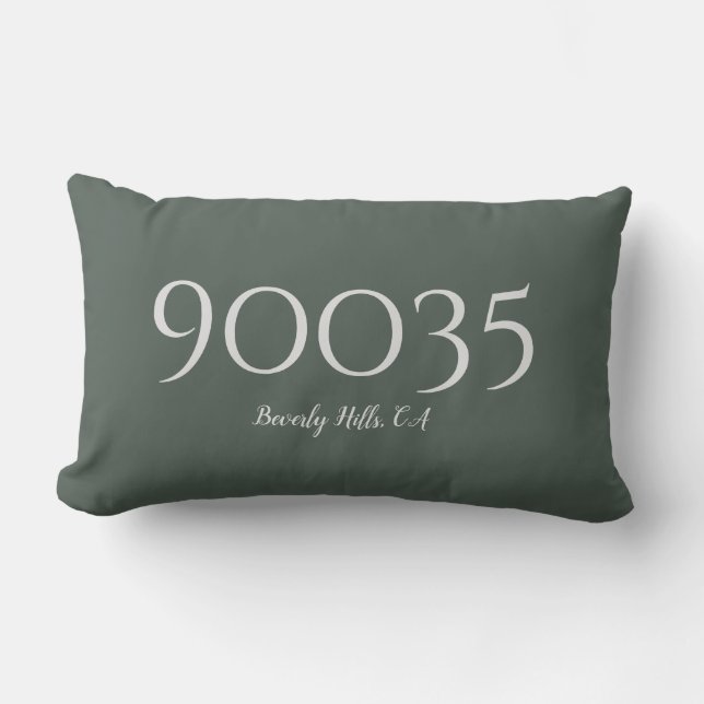 Custom Forest Green City State Zip Code Location  Lumbar Cushion (Front)