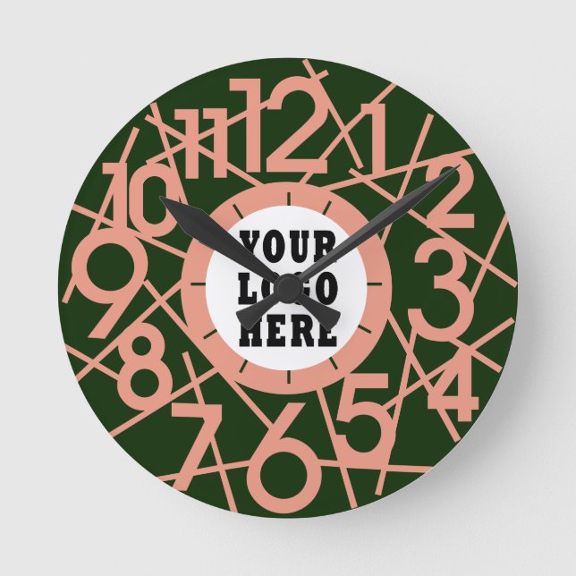 Custom Forest Green Geometric Wall Clock (Front)