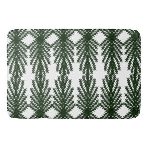 Custom Forest Green Pine Tree Abstract Pattern Bath Mat