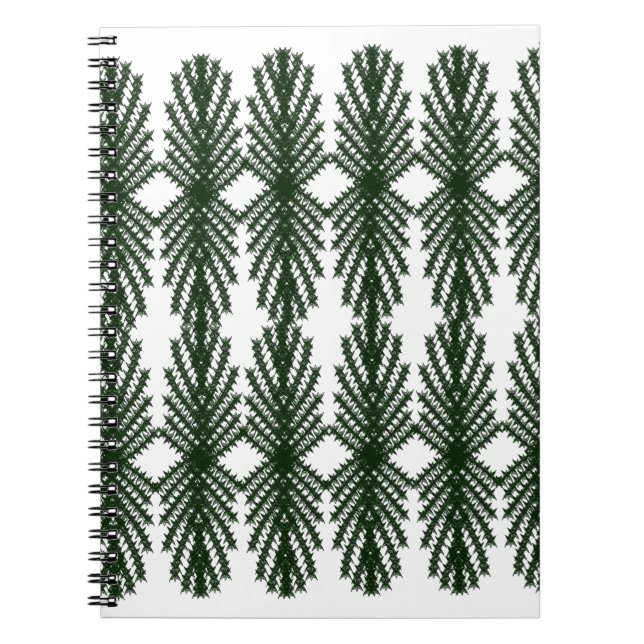 Custom Forest Green Pine Tree Abstract Pattern Notebook (Front)