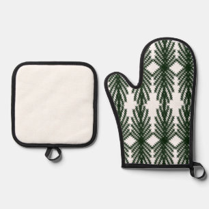 Custom Forest Green Pine Tree Abstract Pattern Oven Mitt & Pot Holder Set