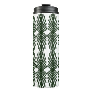 Custom Forest Green Pine Tree Abstract Pattern Thermal Tumbler
