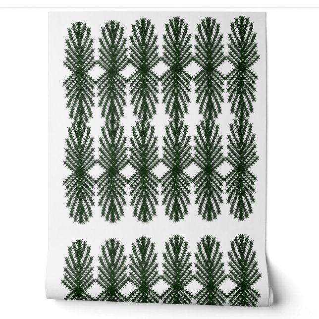 Custom Forest Green Pine Tree Abstract Pattern Wallpaper (Unrolling)