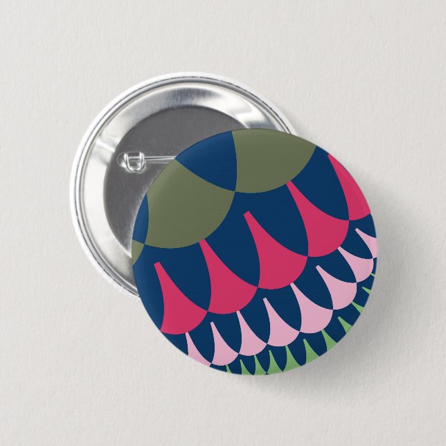 Custom Forest Green Pink Scales Button (Front & Back)