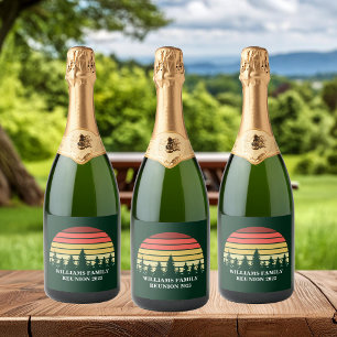 Custom Forest Sunset Family Reunion Party Sparkling Wine Label