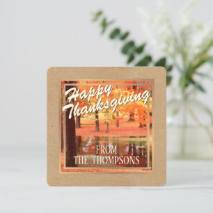 Custom Forest Watercolor Happy Thanksgiving Holiday Card
