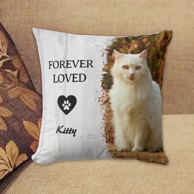 Custom Forever Loved Cat Photo Throw Pillow (Creator Uploaded)