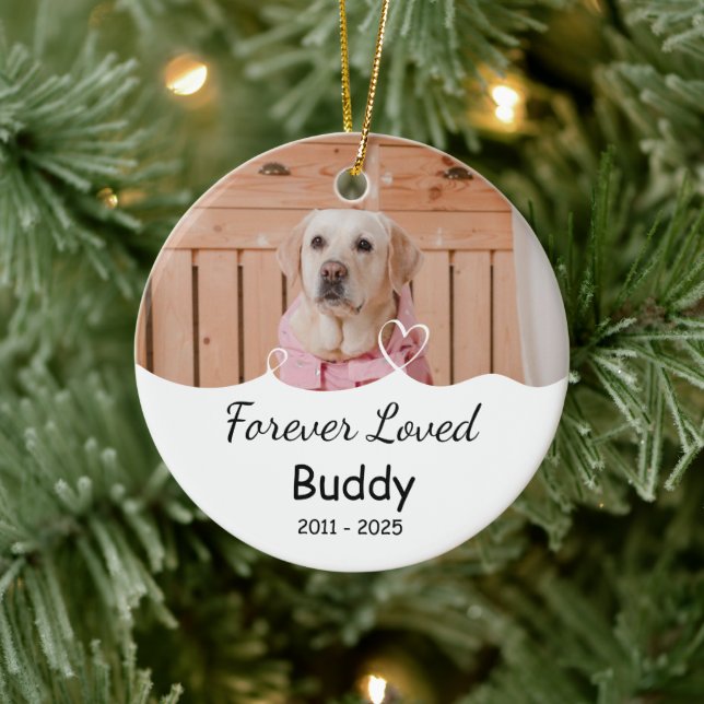 Custom Forever Loved, Name, Years Ceramic Ornament (Tree)