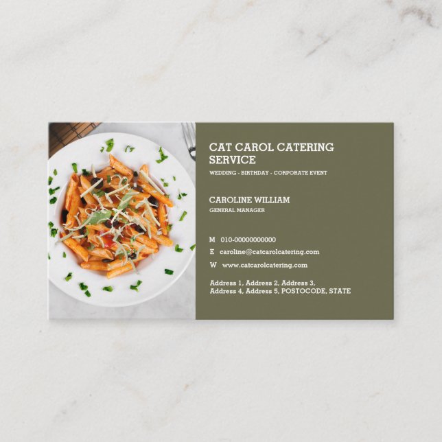 Custom Formal Food Business Catering Cooking  Card (Front)