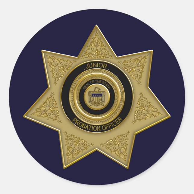 Custom-FORSCHLER-Probation Officer Gold Badge Classic Round Sticker (Front)
