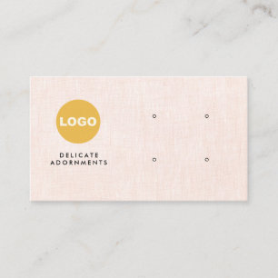 Custom Four 4 Hole Pink Stud Earring Display Logo  Business Card