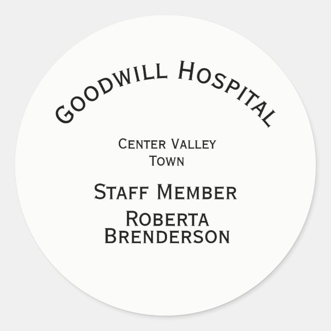 Custom Four Lines of Text on White Classic Round Sticker (Front)