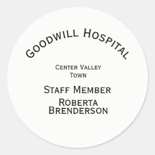 Custom Four Lines of Text on White Classic Round Sticker