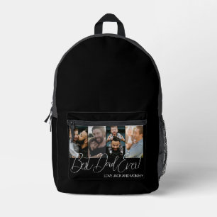 Custom Four Photo Collage Best Dad Ever Printed Backpack