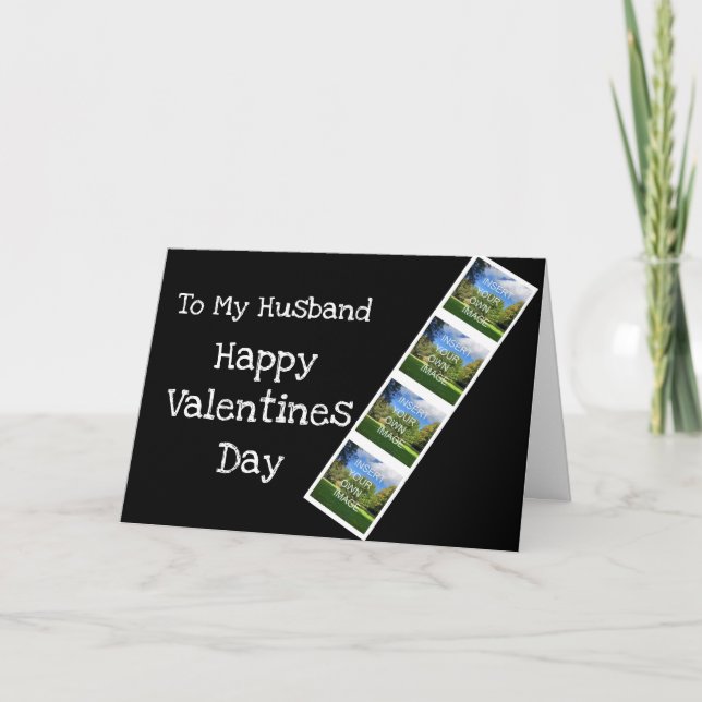 Custom Four Photo Collage Husband Valentines Holiday Card (Front)