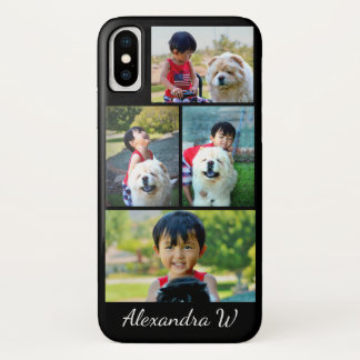 Custom Four Photo Collage Personalised Name iPhone X Case