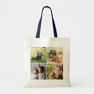 Custom Four Photo Collage Tote Bag